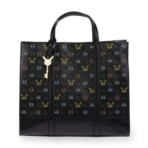 Pokémon Center × Fossil: Kanto First Partners Black Leather Carmen Shopper Bag