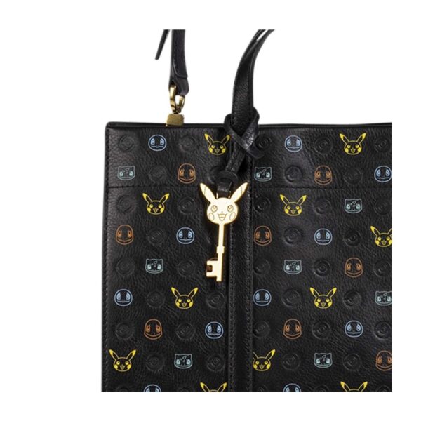 Pokémon Center × Fossil: Kanto First Partners Black Leather Carmen Shopper Bag - Image 3